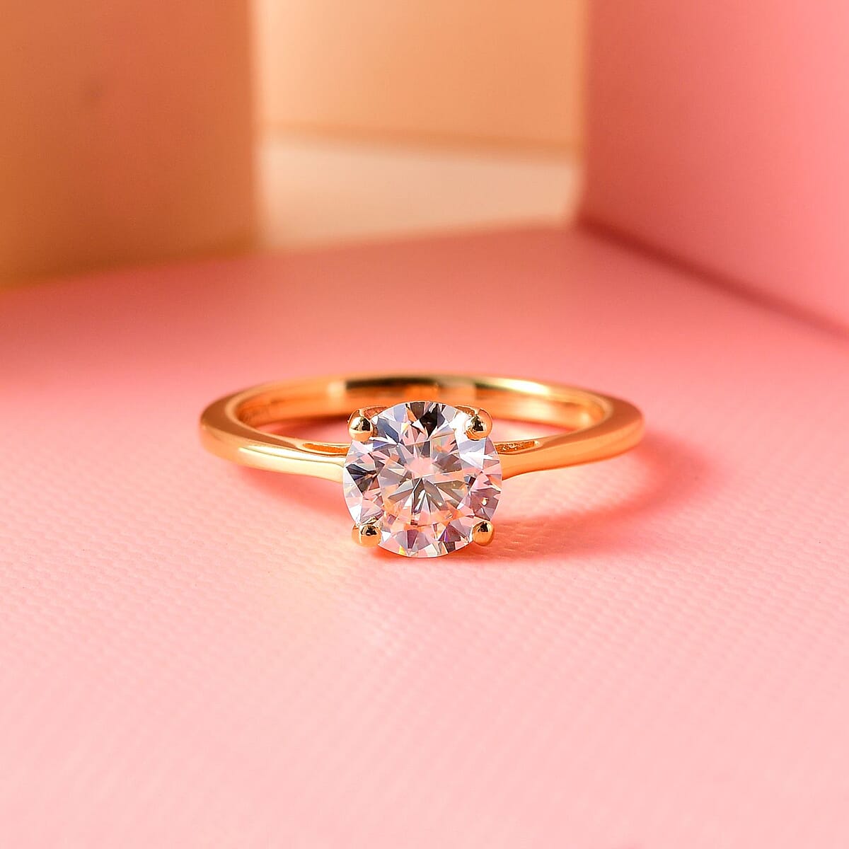 Moissanite Ring in Vermeil YG Over Sterling Silver, Solitaire Rings,Promise Rings For Women 1.00 ctw image number 1