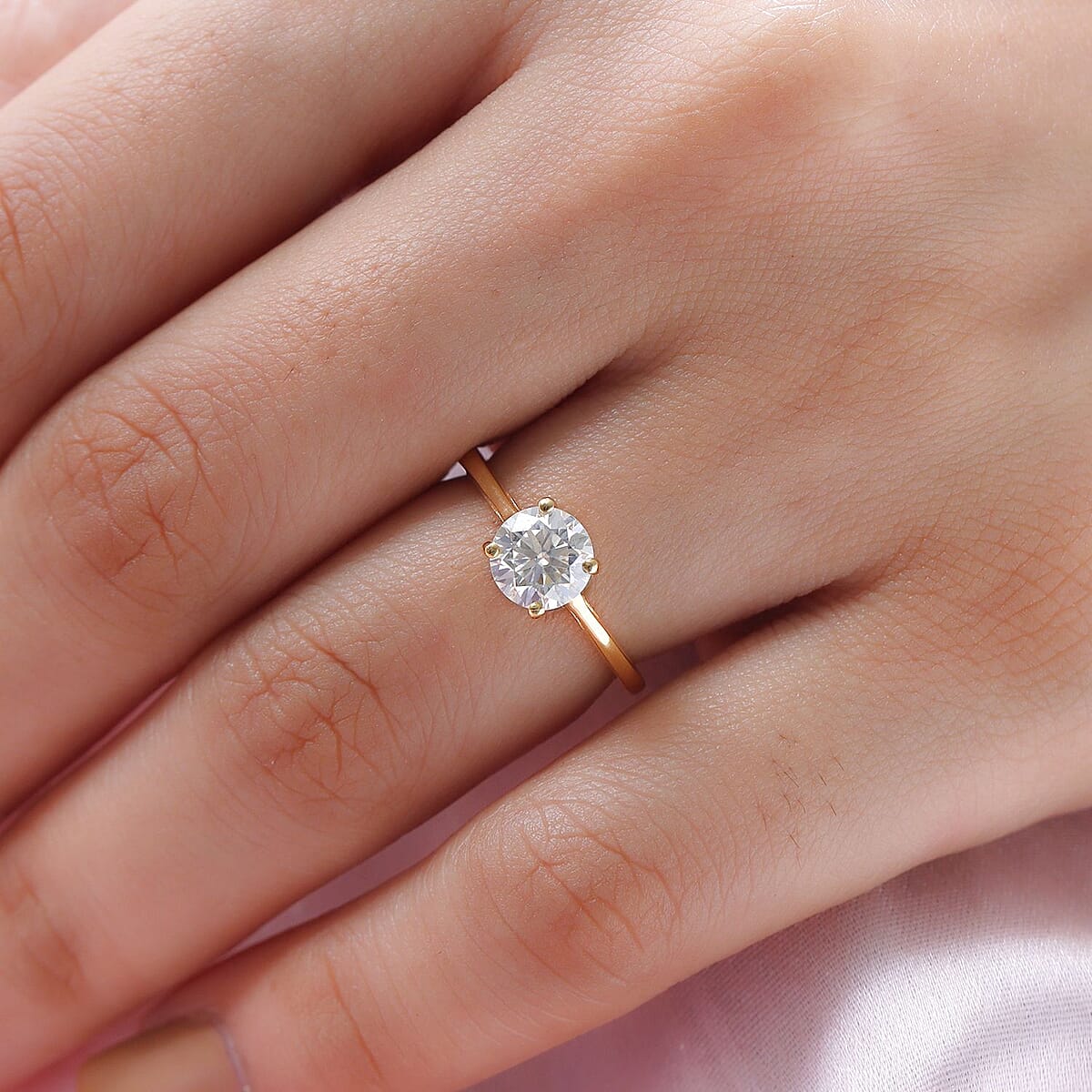 Moissanite Ring in Vermeil YG Over Sterling Silver, Solitaire Rings,Promise Rings For Women 1.00 ctw image number 2
