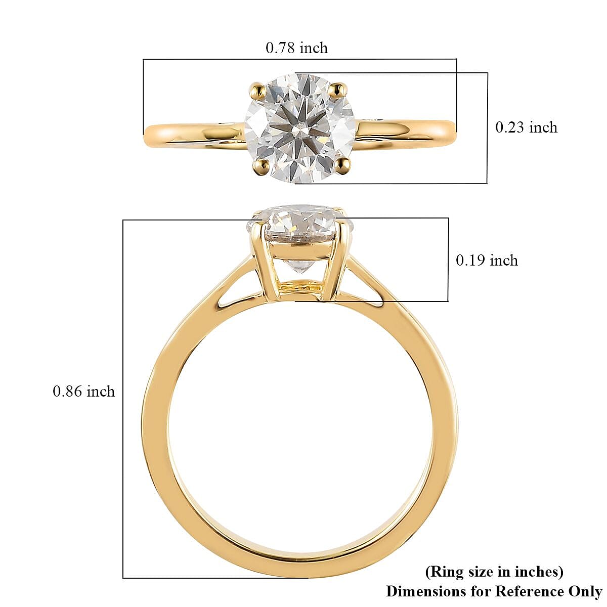 Moissanite Ring in Vermeil YG Over Sterling Silver, Solitaire Rings,Promise Rings For Women 1.00 ctw image number 5