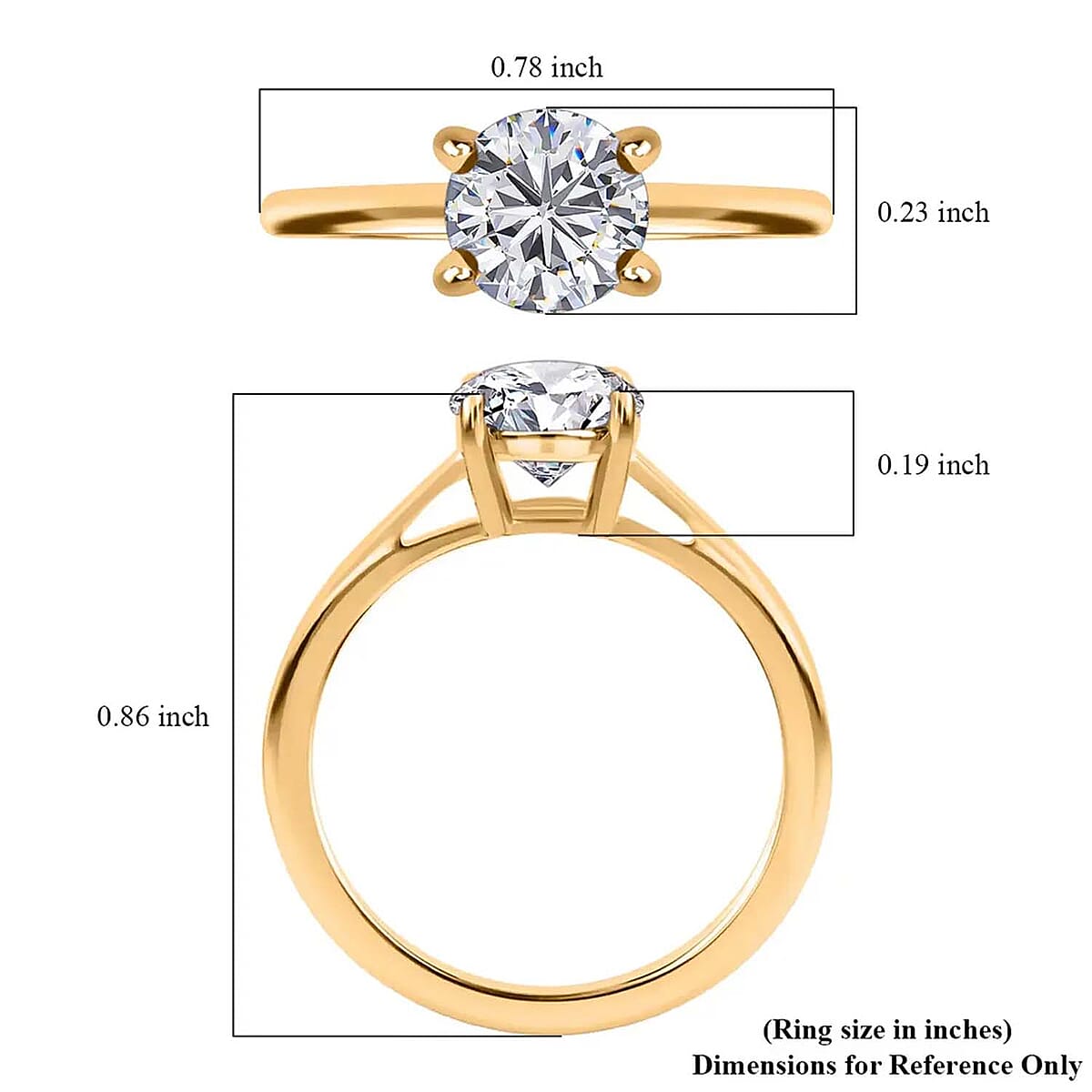 Moissanite Ring in Vermeil YG Over Sterling Silver, Solitaire Rings,Promise Rings For Women 1.00 ctw image number 6