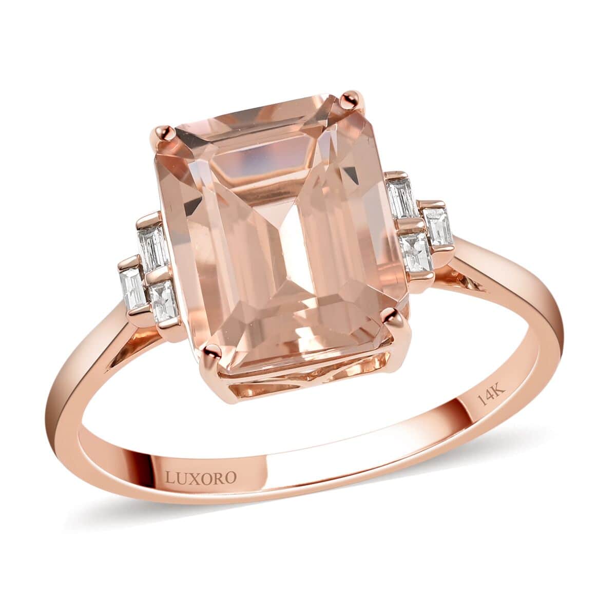 Certified & Appraised LUXORO 14K Rose Gold AAA Marropino Morganite and G-H I1 Diamond Ring 2.45 Grams 4.00 ctw image number 0