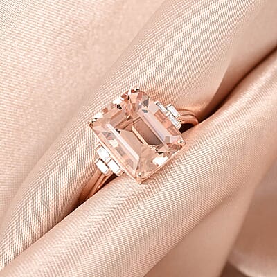 Certified and Appraised Luxoro 14K Rose Gold AAA Marropino Morganite and G-H I1 Diamond Ring (Size 6.0) 4.00 ctw
