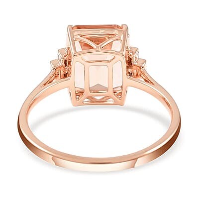 Certified and Appraised Luxoro 14K Rose Gold AAA Marropino Morganite and G-H I1 Diamond Ring (Size 6.0) 4.00 ctw