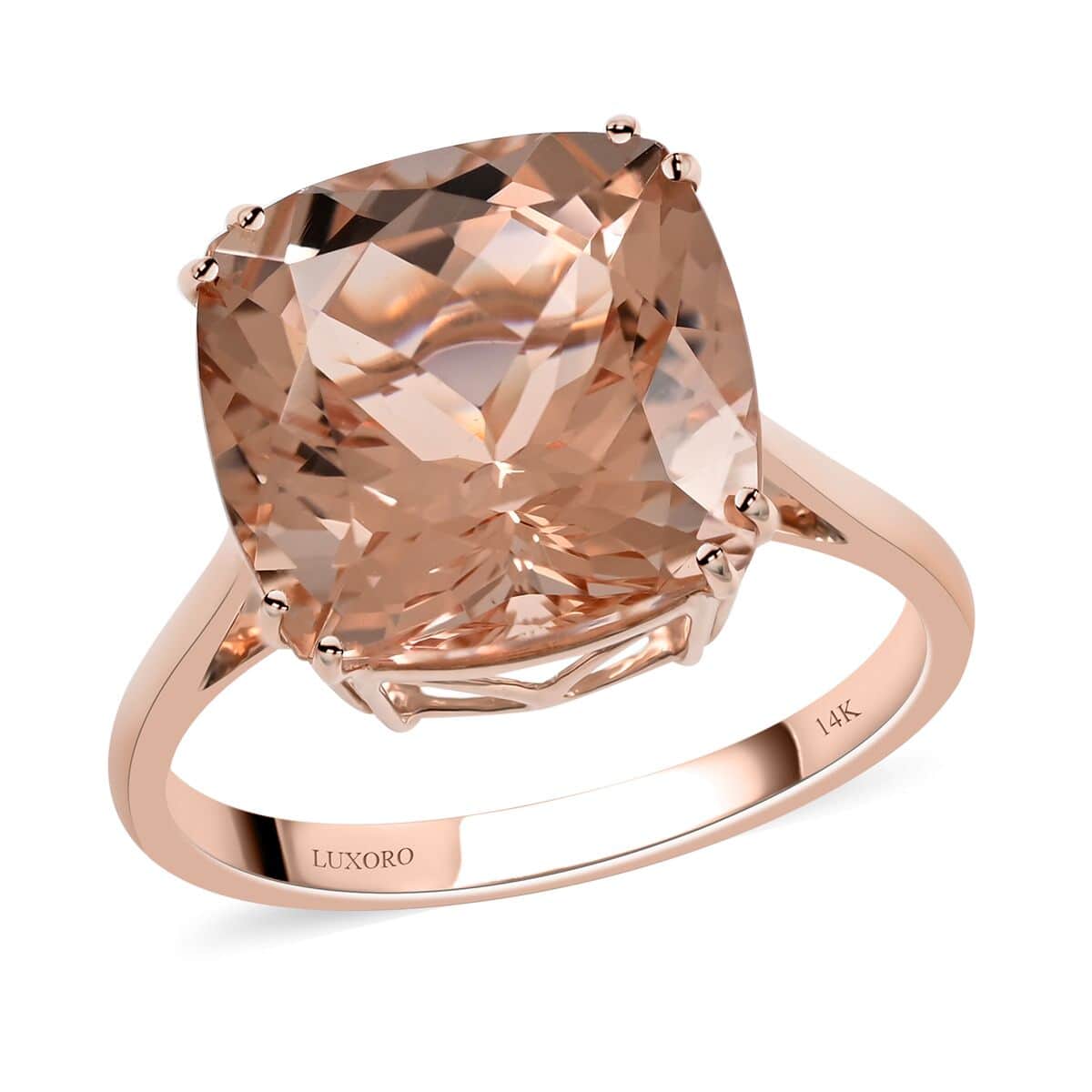 Certified Luxoro 14K Rose Gold AAA Marropino Morganite Solitaire Ring (Size 6.0) 7.00 ctw image number 0