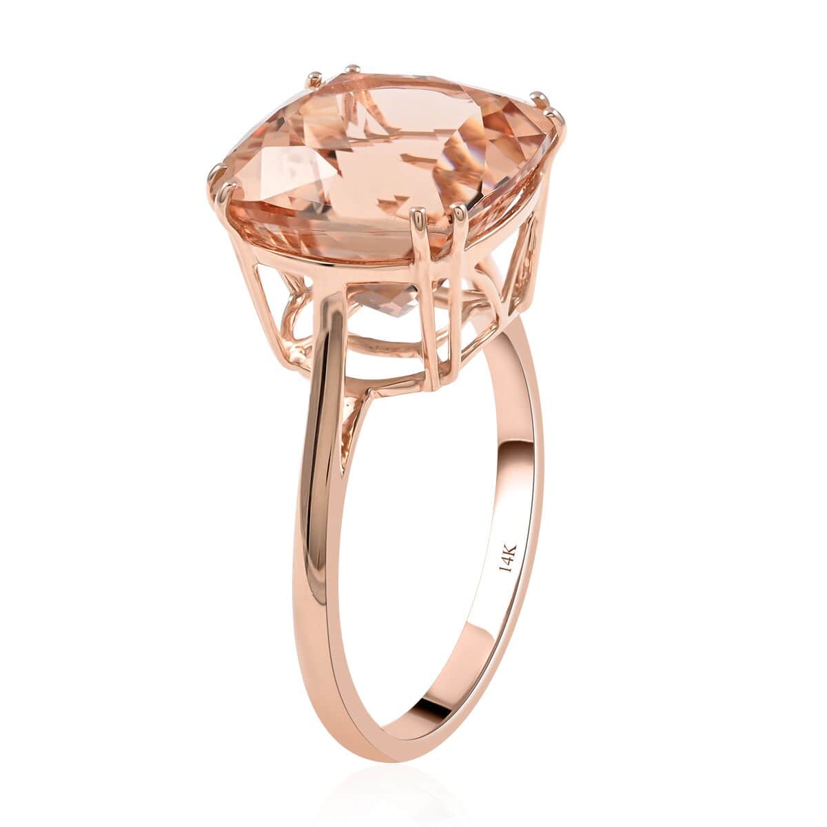 Certified Luxoro 14K Rose Gold AAA Marropino Morganite Solitaire Ring (Size 6.0) 7.00 ctw image number 3