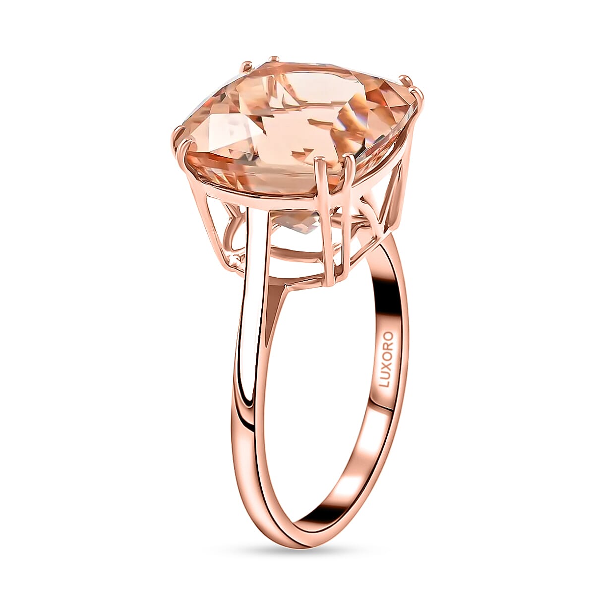 Certified Luxoro 14K Rose Gold AAA Marropino Morganite Solitaire Ring (Size 9.0) 7.00 ctw image number 3