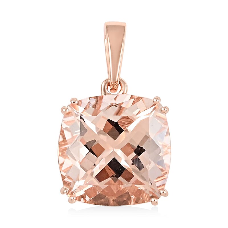 Certified and Appraised Luxoro 14K Rose Gold AAA Marropino Morganite Solitaire Pendant without Chain 5.05 ctw