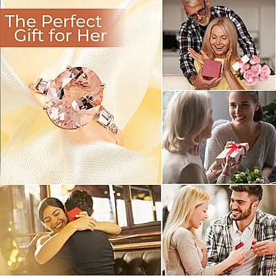 Ankur Treasure Chest Certified and Appraised Luxoro 14K Rose Gold AAA Marropino Morganite and G-H I1 Diamond Ring (Size 6.0) 4.05 ctw