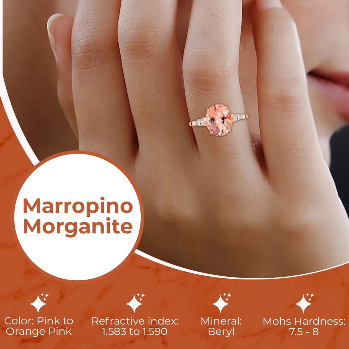Ankur Treasure Chest Certified and Appraised Luxoro 14K Rose Gold AAA Marropino Morganite and G-H I1 Diamond Ring (Size 8.0) 4.05 ctw image number 2