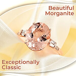 Ankur Treasure Chest Certified and Appraised Luxoro 14K Rose Gold AAA Marropino Morganite and G-H I1 Diamond Ring (Size 10.0) 4.05 ctw
