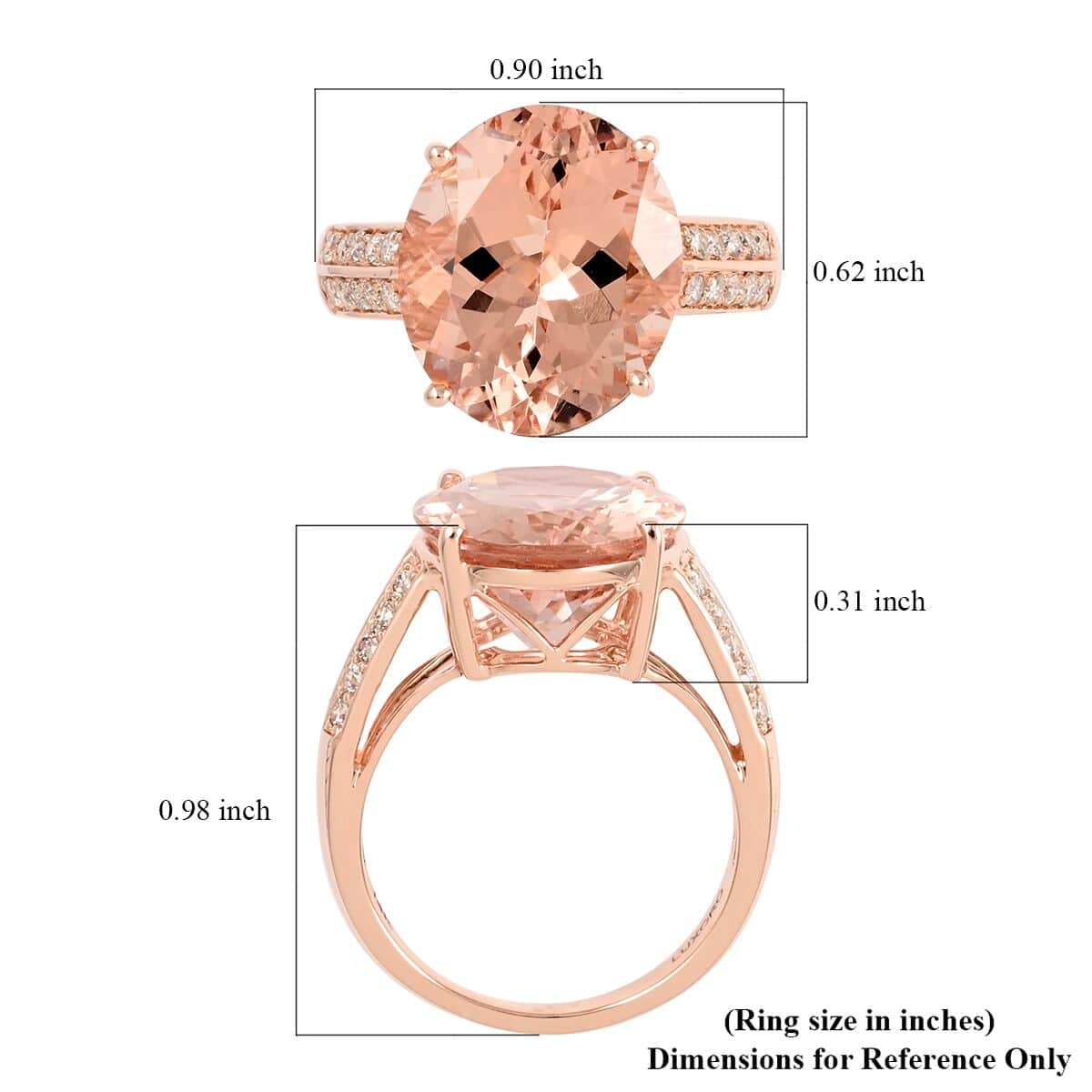 Certified Luxoro 14K Rose Gold AAA Marropino Morganite and G-H I1 Diamond Ring (Size 6.0) 6.85 ctw image number 5