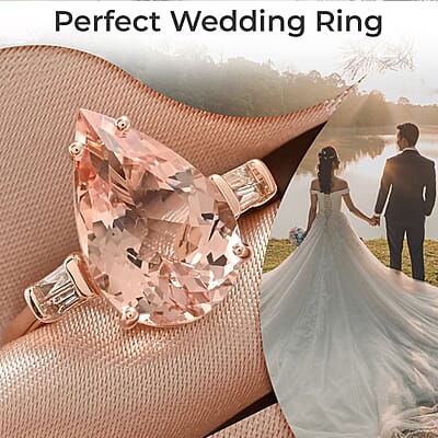 Luxoro Certified AAA Marropino Morganite and G-H I1 Diamond 4.00 ctw Accent Ring, 14K Rose Gold Ring, Wedding Ring