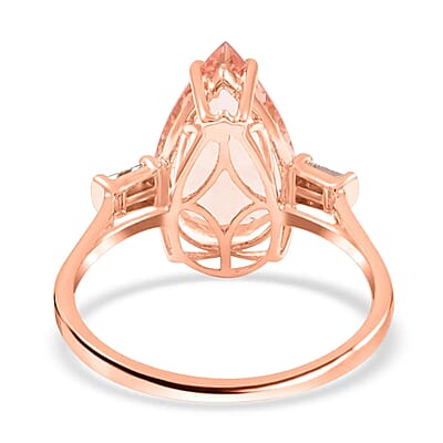 Luxoro Certified AAA Marropino Morganite and G-H I1 Diamond 4.00 ctw Accent Ring, 14K Rose Gold Ring, Wedding Ring