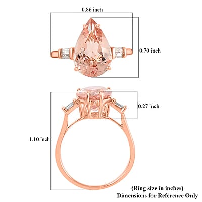 Luxoro Certified AAA Marropino Morganite and G-H I1 Diamond 4.00 ctw Accent Ring, 14K Rose Gold Ring, Wedding Ring