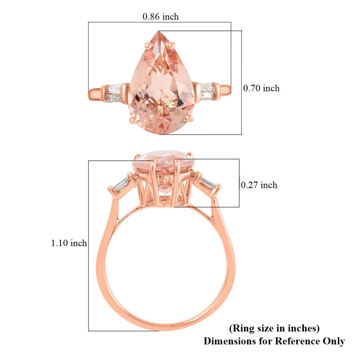 Luxoro Certified AAA Marropino Morganite Ring,  G-H I1 Diamond Accent Ring, 14K Rose Gold Ring, Wedding Ring 4.00 ctw (Size 8.0) image number 6