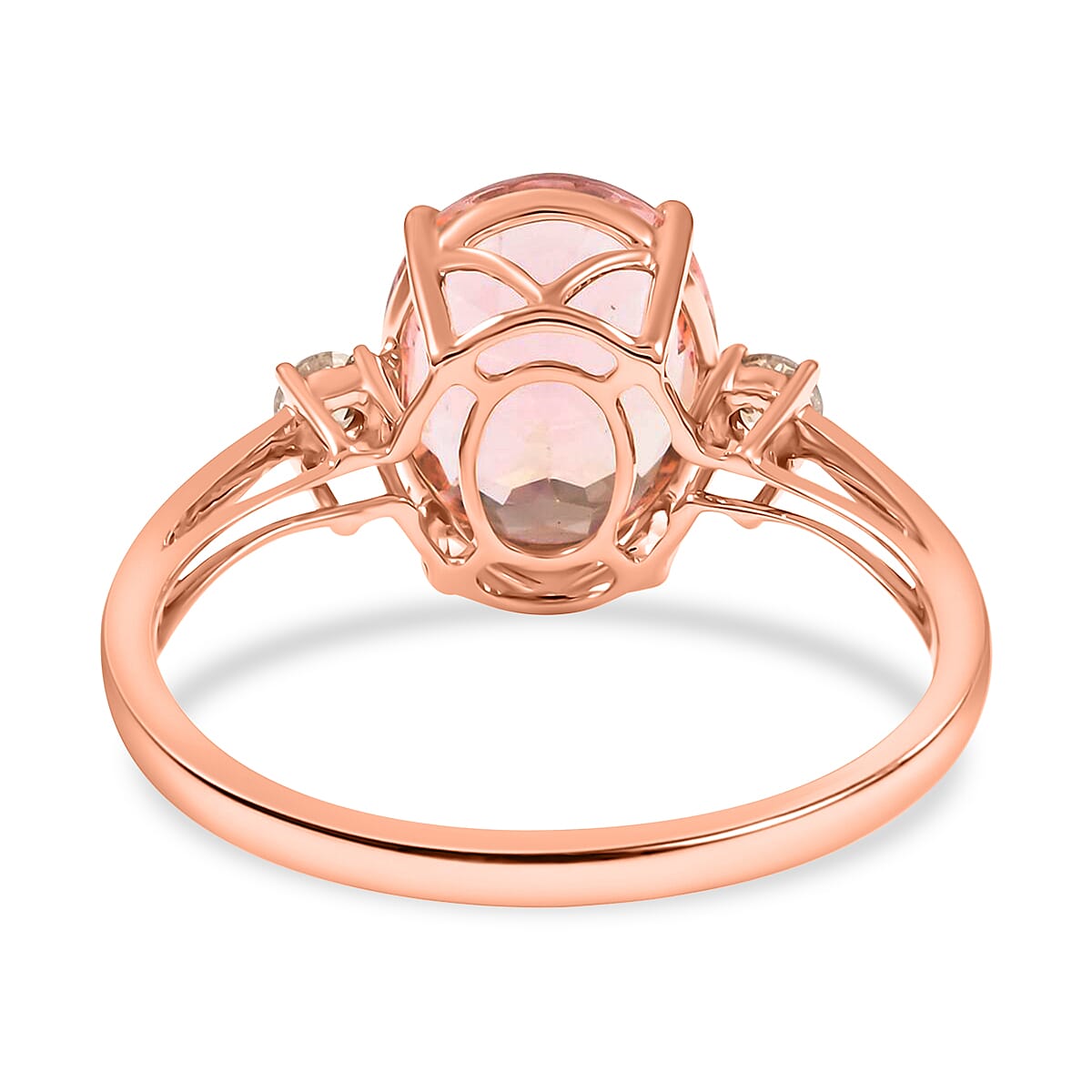 Certified and Appraised Luxoro 14K Rose Gold AAA Marropino Morganite and G-H I1 Diamond Ring (Size 6.0) 3.55 ctw