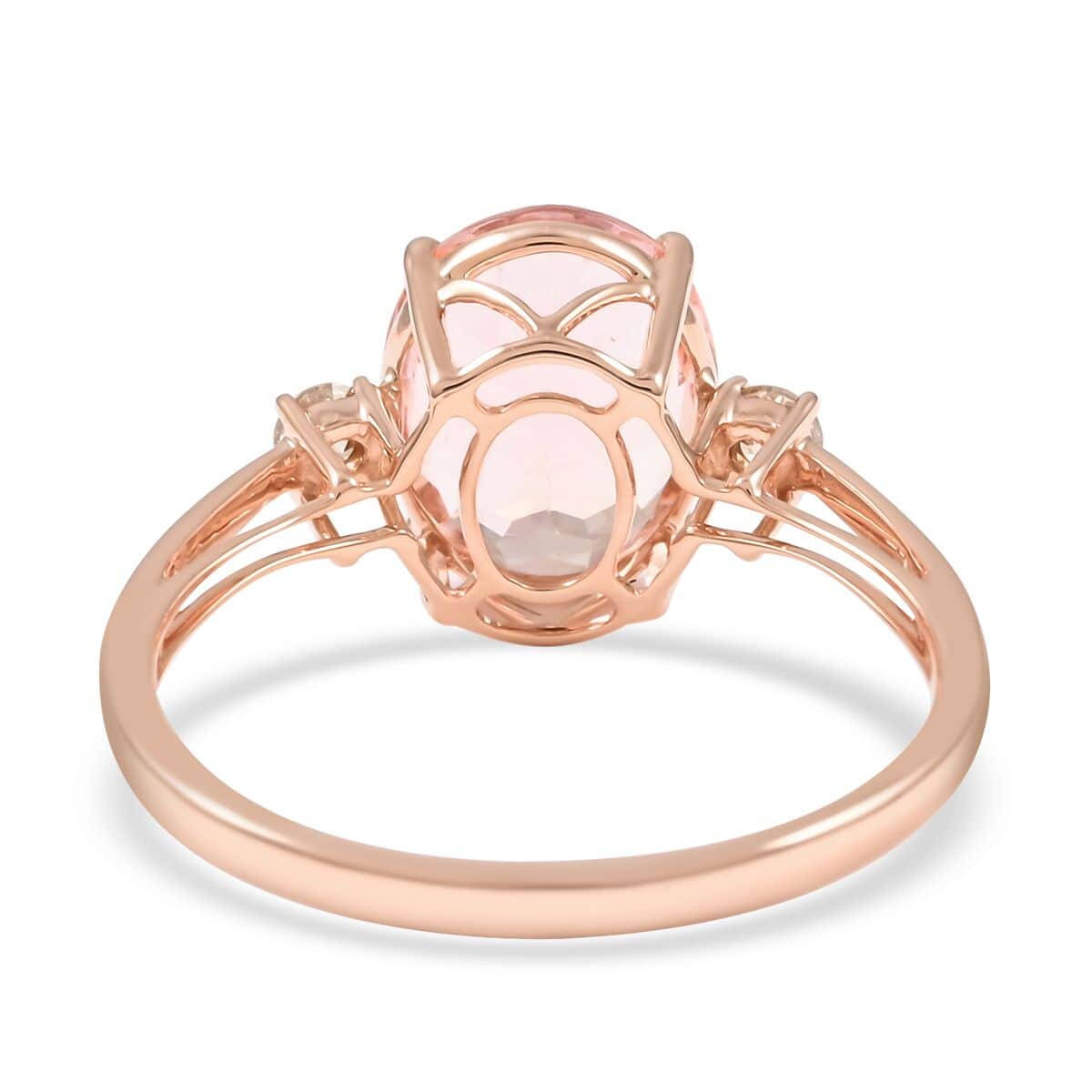 Certified & Appraised LUXORO 14K Rose Gold AAA Marropino Morganite, Diamond (G-H, I1) (0.17 cts) Ring (2.25 g) 3.55 ctw image number 4