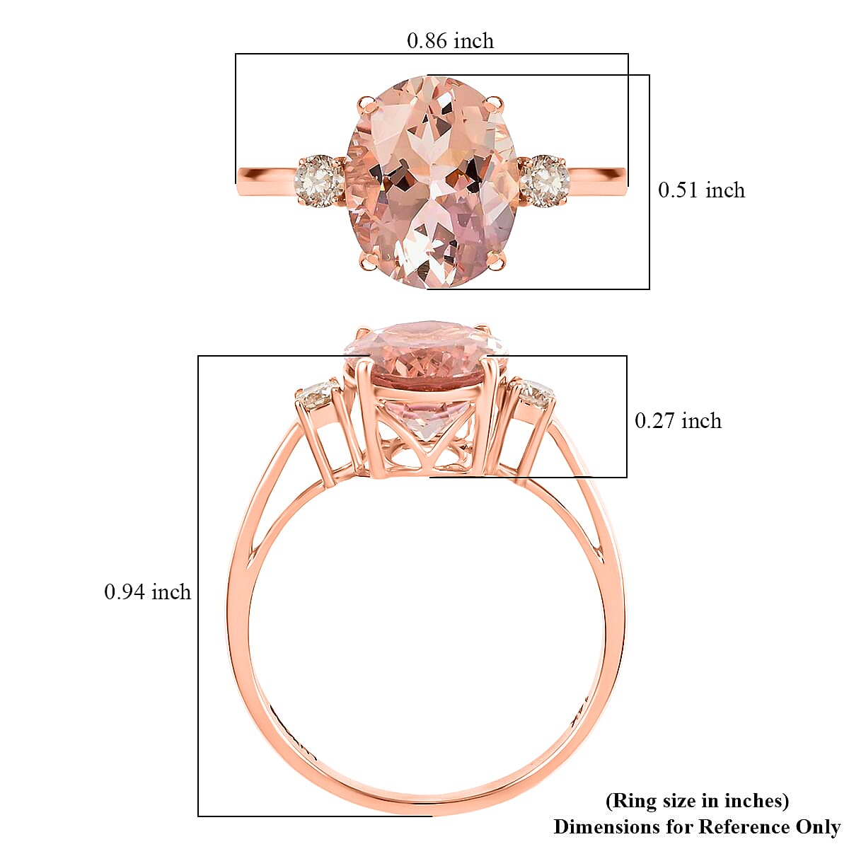 Certified and Appraised Luxoro 14K Rose Gold AAA Marropino Morganite and G-H I1 Diamond Ring (Size 6.0) 3.55 ctw