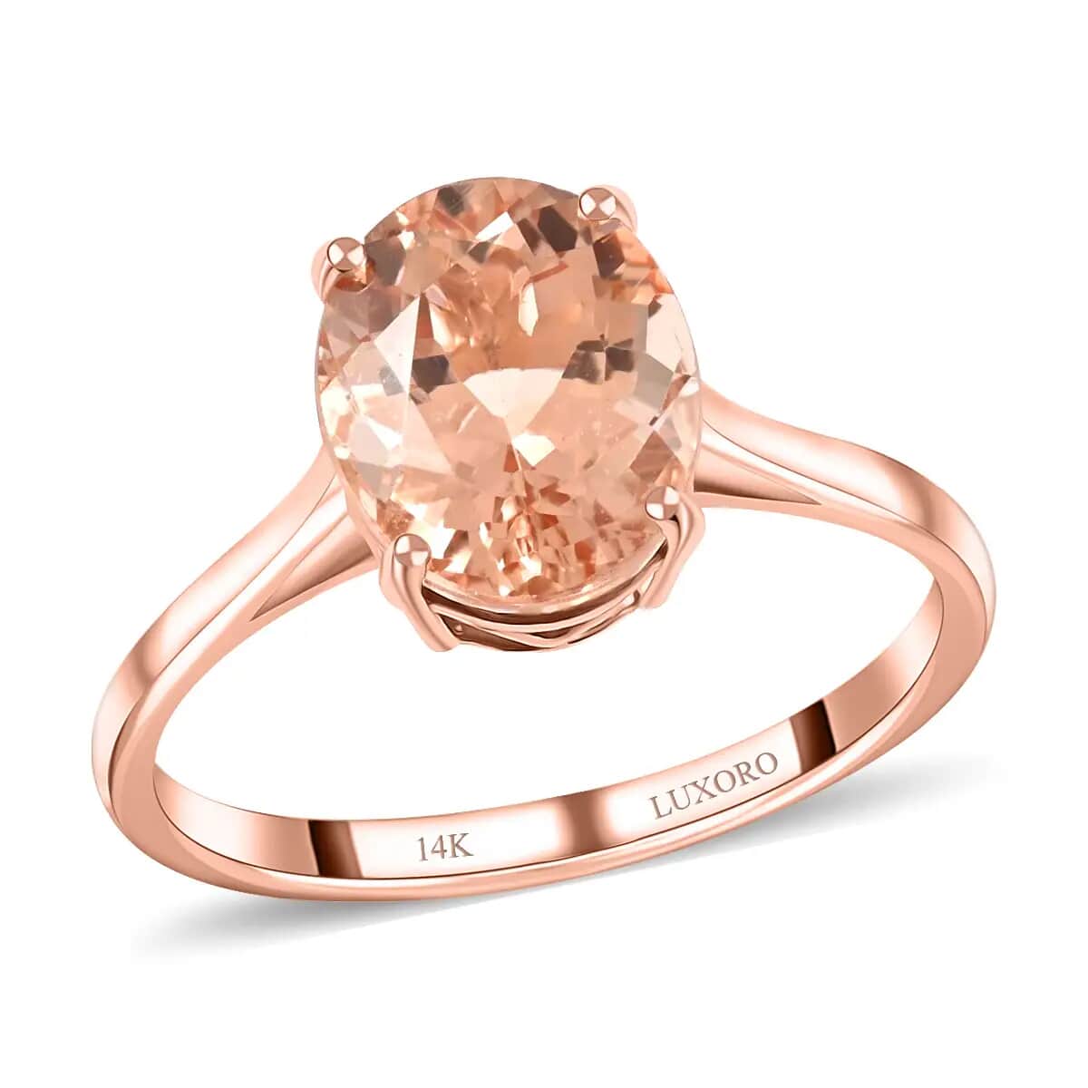 Luxoro 14K Rose Gold AAA Marropino Morganite Solitaire Ring, Certified and Appraised Morganite Ring, 14K Rose Gold Ring, Morganite Wedding Ring 3.35 ctw image number 0