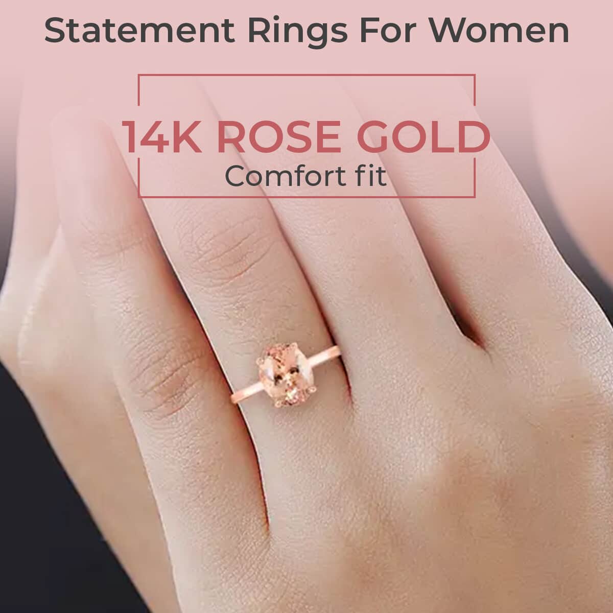 Luxoro 14K Rose Gold AAA Marropino Morganite Solitaire Ring, Certified and Appraised Morganite Ring, 14K Rose Gold Ring, Morganite Wedding Ring 3.35 ctw image number 2