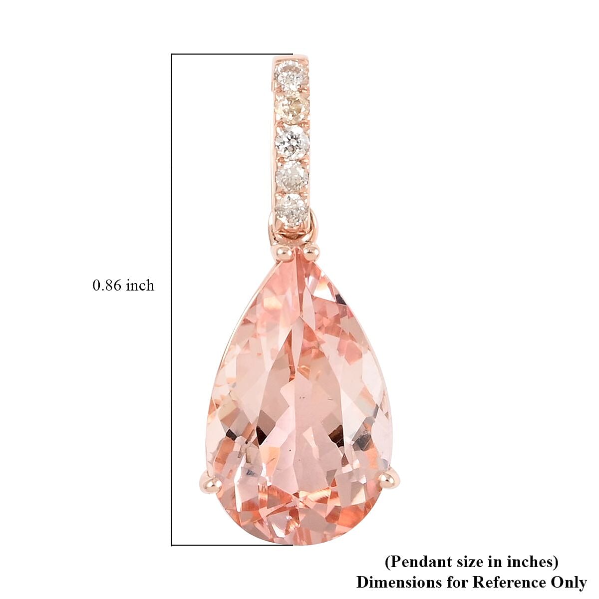 Certified and Appraised Luxoro 14K Rose Gold AAA Marropino Morganite and G-H I1 Diamond Drop Pendant without Chain 3.05 ctw image number 4