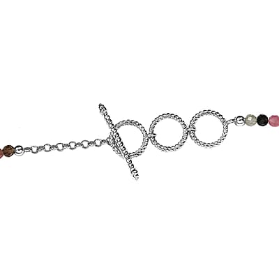 Multi-Tourmaline Water Fall Necklace 18 Inches in Platinum Over Sterling Silver 74.60 ctw