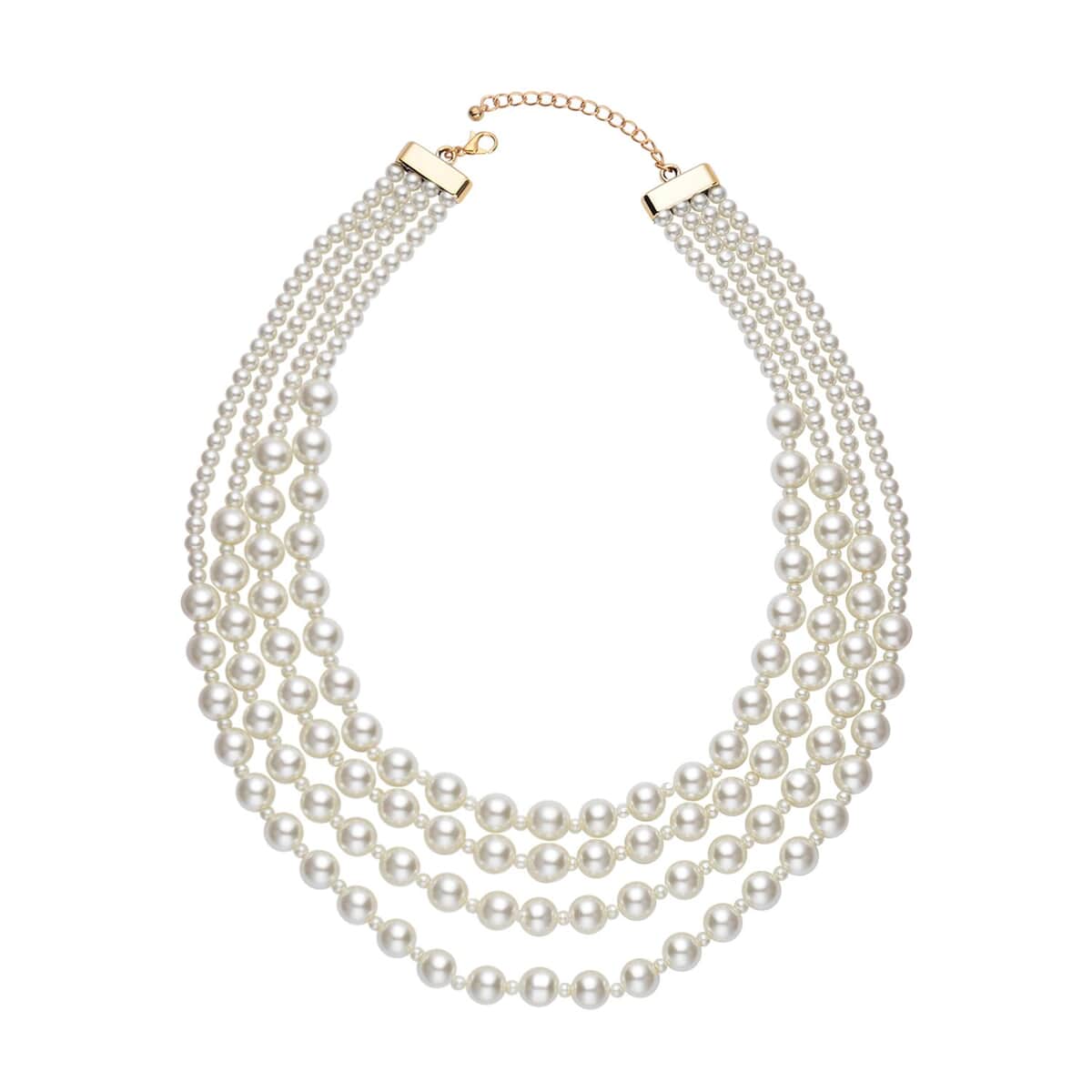 Simulated White Pearl 4-12mm Necklace 21-23 Inches in Goldtone image number 0