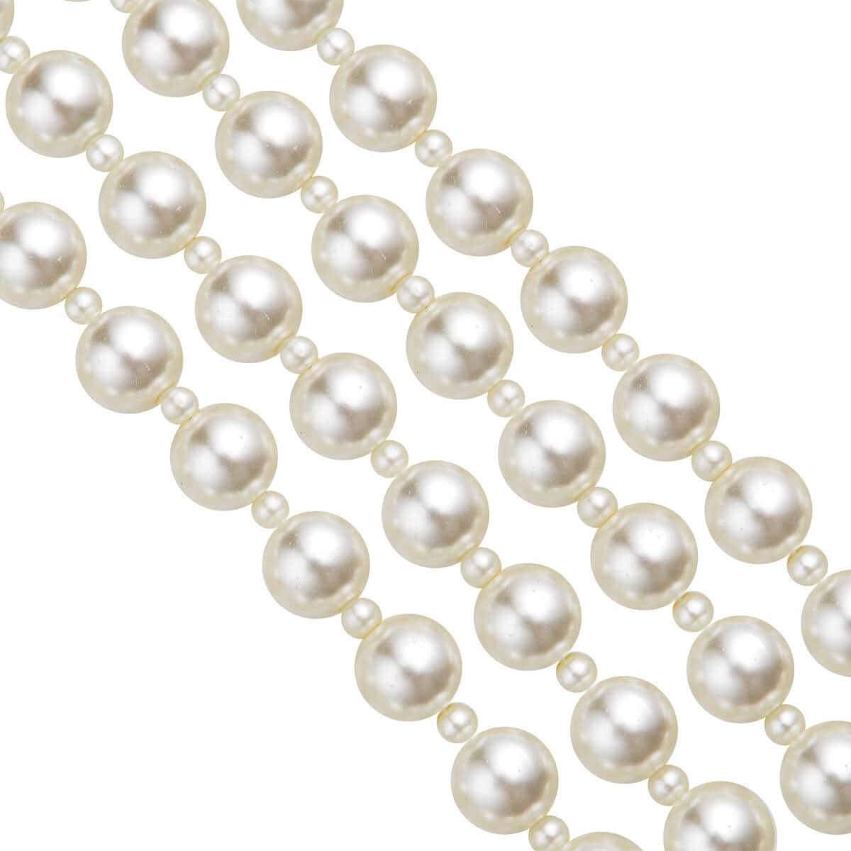 Simulated White Pearl 4-12mm Necklace 21-23 Inches in Goldtone image number 3