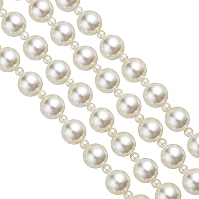 Simulated White Pearl 4-12mm Necklace 21-23 Inches in Goldtone