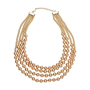 Simulated Golden Pearl 4-12mm Necklace 21-23 Inches in Goldtone
