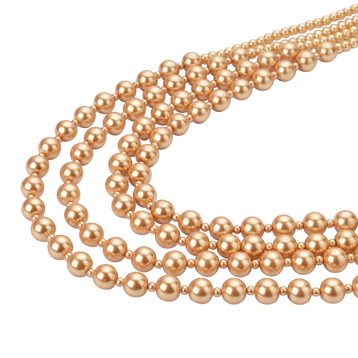 Simulated Golden Pearl 4-12mm Necklace 21-23 Inches in Goldtone image number 2