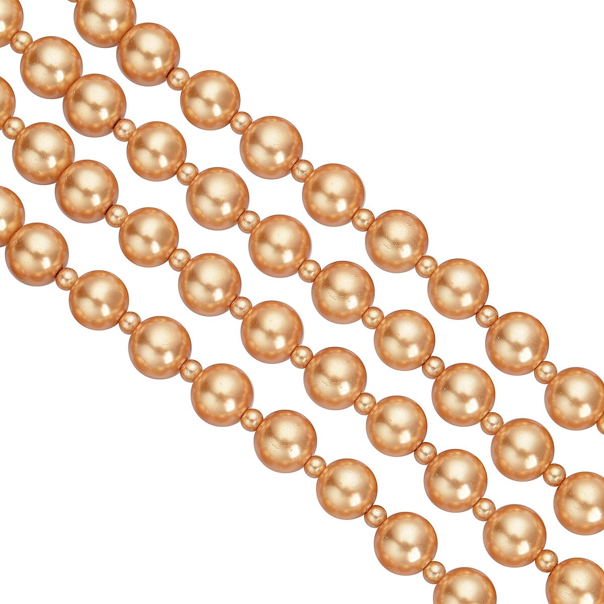 Simulated Golden Pearl 4-12mm Necklace 21-23 Inches in Goldtone image number 3