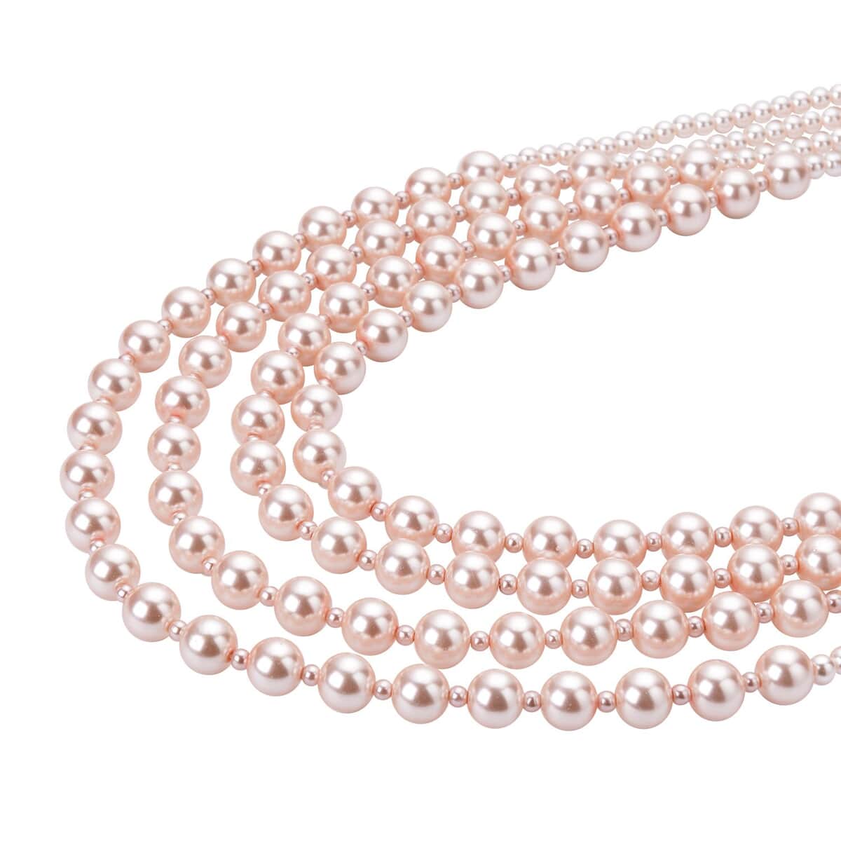 Simulated Pink Pearl 4-12mm Necklace 21-23 Inches in Goldtone image number 2