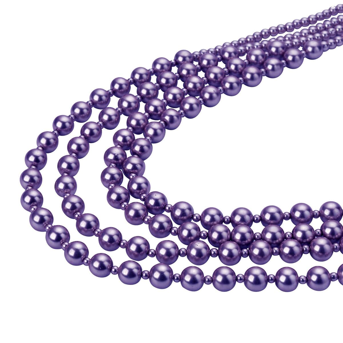 Simulated Purple Pearl 4-12mm Necklace 21-23 Inches in Goldtone image number 2