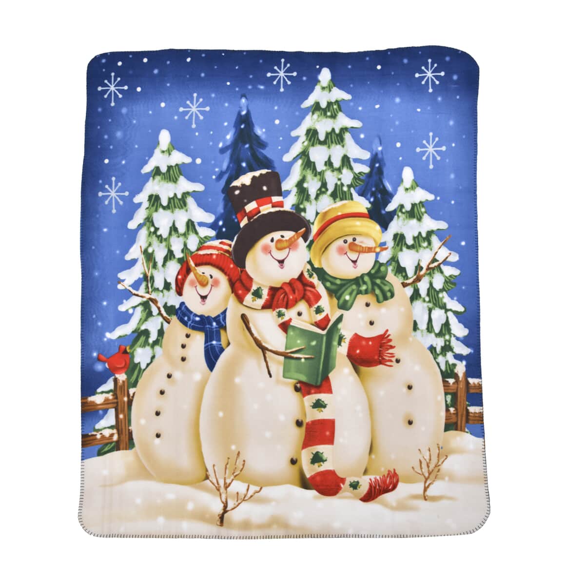 Homesmart Fleece X'mas Three Snowman and Christmas Pattern Photo Print Blanket (51x66) image number 2