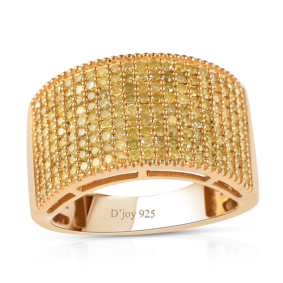 Natural Yellow Diamond Royal Cluster Ring in Vermeil Yellow Gold Over Sterling Silver