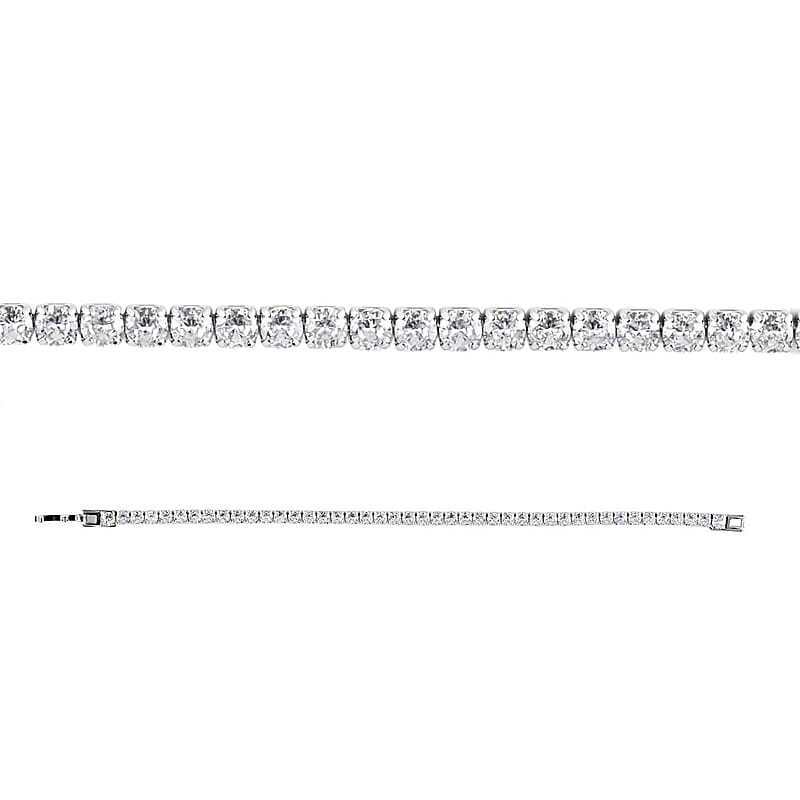 Simulated Diamond Tennis Bracelet in Silvertone (7.00 In) 27.70 ctw