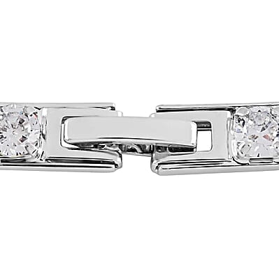 Simulated Diamond Tennis Bracelet in Silvertone (7.00 In) 27.70 ctw