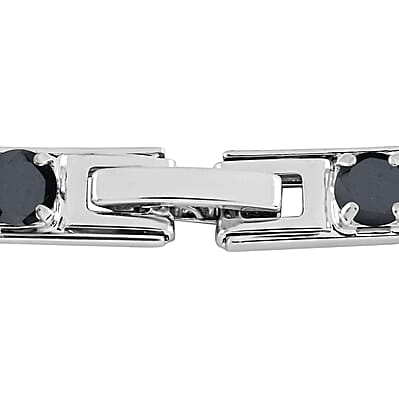 Simulated Black Diamond Tennis Bracelet in Silvertone (7.25 In) 27.70 ctw