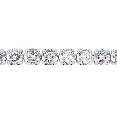 Simulated Diamond Tennis Necklace 18 Inches in Silvertone 47.30 ctw