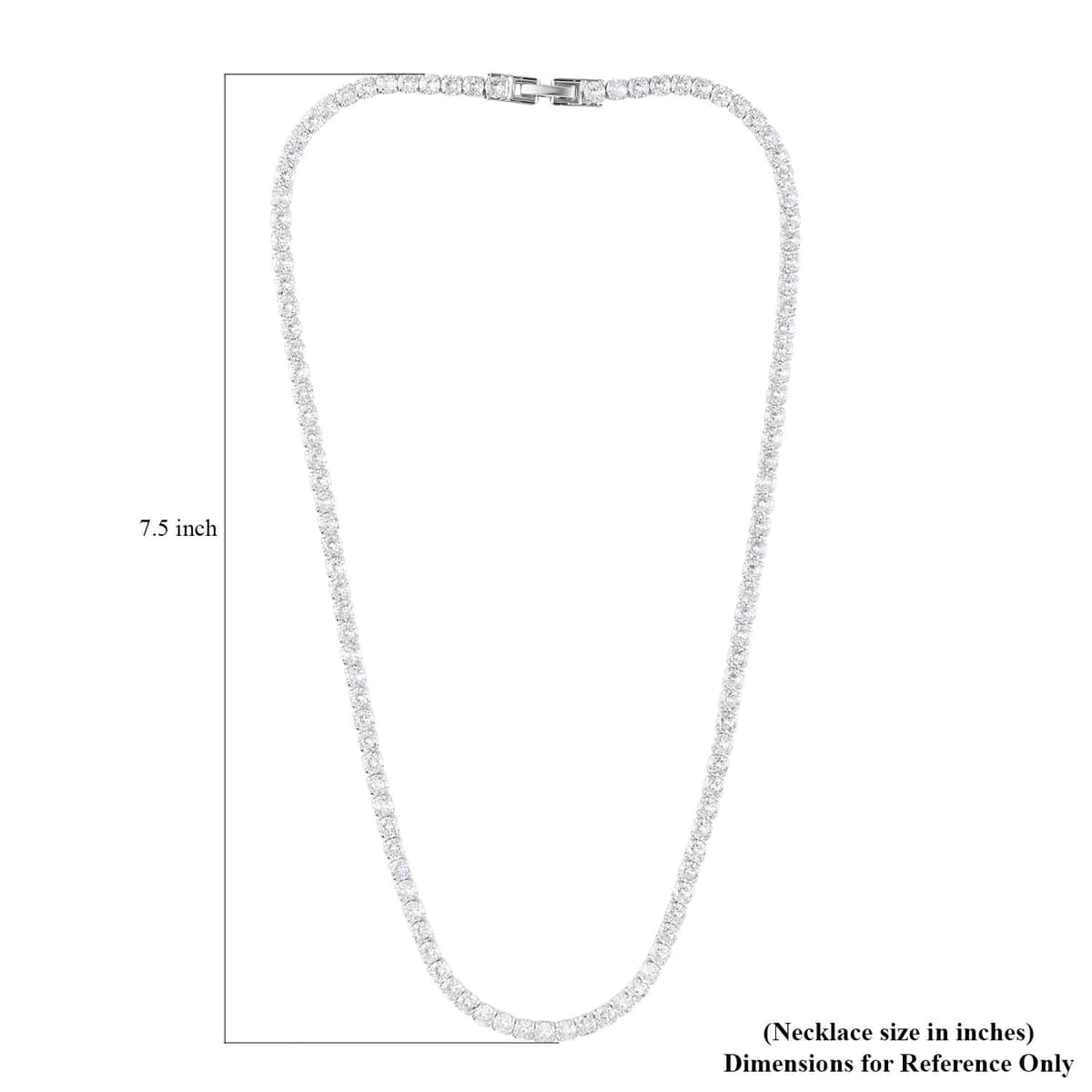 Simulated Diamond Tennis Necklace 18 Inches in Silvertone 47.30 ctw image number 3