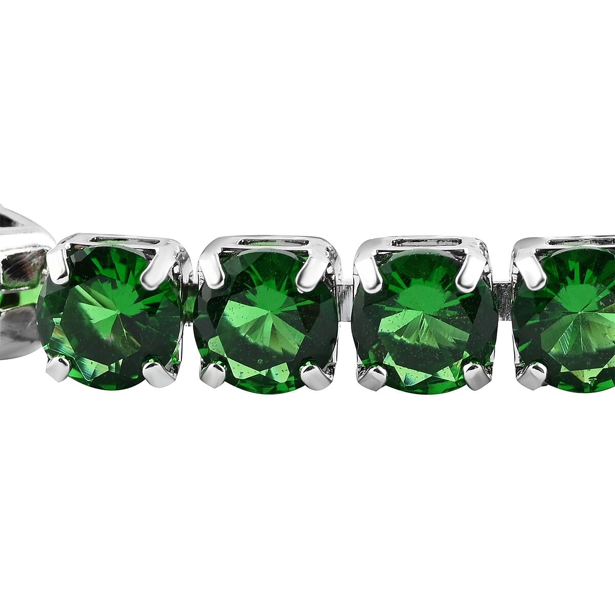 Simulated Green Diamond Tennis Bracelet in Silvertone (7.25 In) 27.70 ctw image number 1