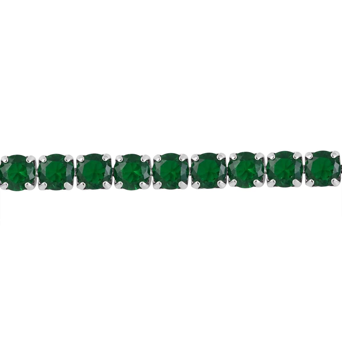 Simulated Green Diamond Tennis Necklace 18 Inches in Silvertone 47.30 ctw image number 1