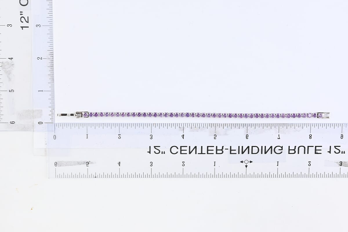 Simulated Purple Diamond Tennis Bracelet in Silvertone (7.25 In) 27.70 ctw image number 3