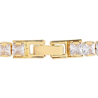 Simulated Diamond Tennis Bracelet in Goldtone (7.25 In) 27.70 ctw