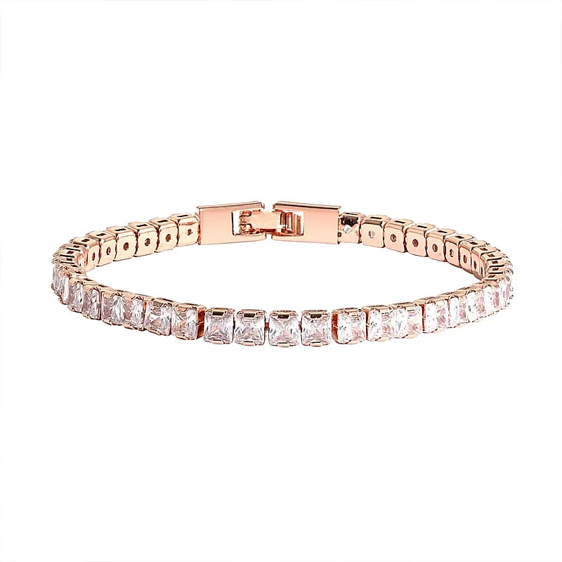 Simulated Diamond 27.70 ctw Tennis Bracelet in Rosetone (7.00 In)