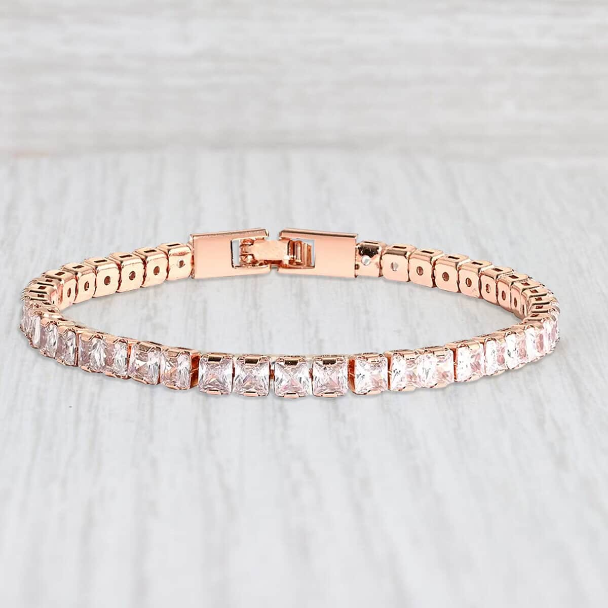 Simulated Diamond 27.70 ctw Tennis Bracelet in Rosetone (7.00 In) image number 1