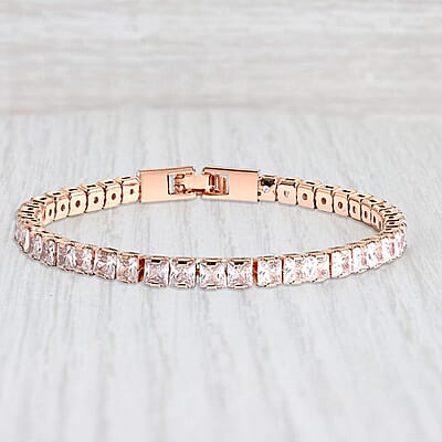 Simulated Diamond 27.70 ctw Tennis Bracelet in Rosetone (7.00 In)