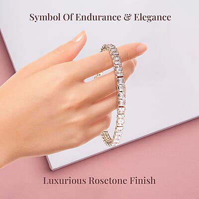 Simulated Diamond 27.70 ctw Tennis Bracelet in Rosetone (7.00 In)