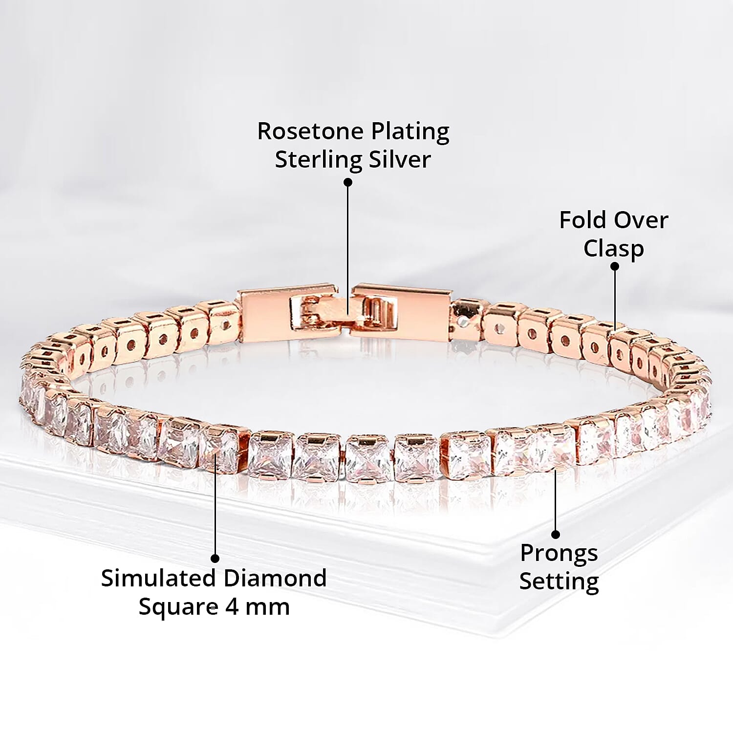 Simulated Diamond 27.70 ctw Tennis Bracelet in Rosetone (7.00 In)